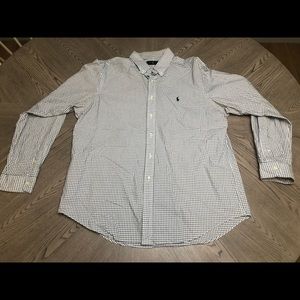 Ralph Lauren Long-Sleeve Button Down Shirt White and Green & Blue Plaid in XL